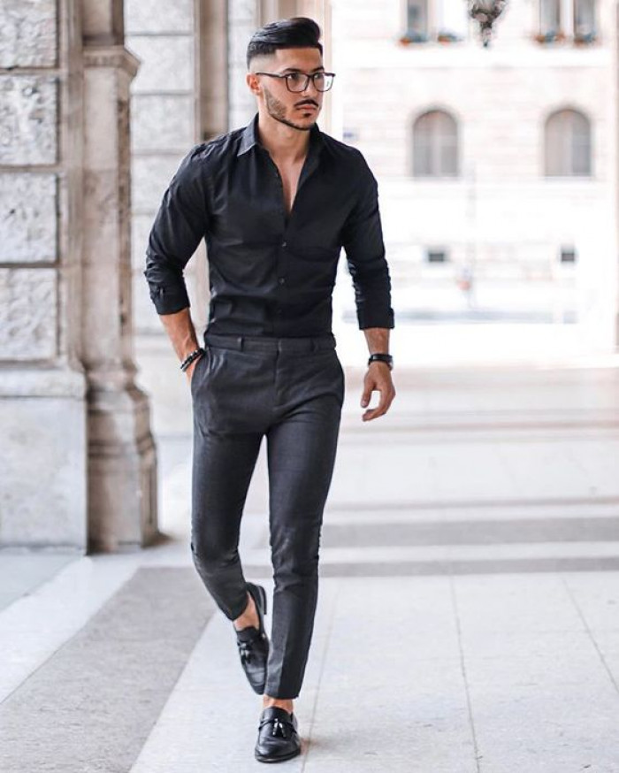 How to Wear Black Shirts And Grey Pants  Grey Pant Black Shirt Ideas   TiptopGents
